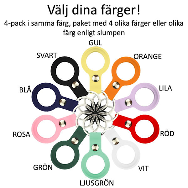 4-pack AirTag kuoret avaimenperällä design kotelo näe iPhonessa / iPadissa - BLÅ 4-pack