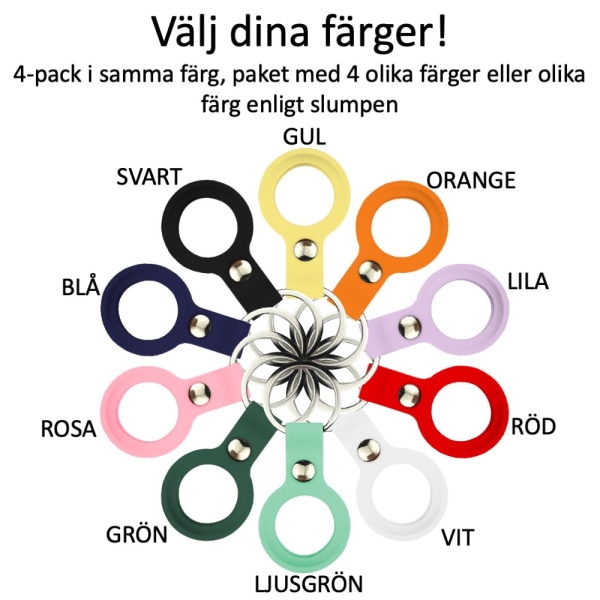 4-pack AirTag kuoret avaimenperällä design kotelo näe iPhonessa / iPadissa - SLUMPMÄSSIGT 4-pack