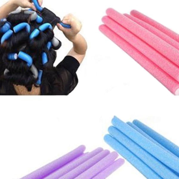 10-pack skumgummi rullar, lockar håret, böjbara styla hårspolar blandade färger 24*1,4cm