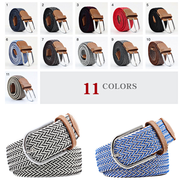 Bälte canvas tyg 11 mönster storlek W26-W36 skärp kläder - 10 Brun (Terracotta) / vit one size