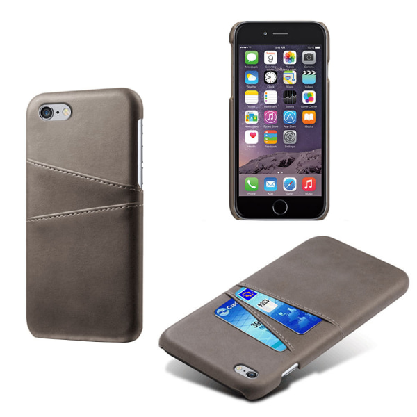 Iphone 7/8 beskyttelsescover læder til kort visa mastercard - Grå iPhone 7/8