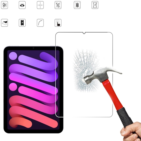 iPad Mini 7 A17 Pro 2024 / Mini 6 2021 skærmbeskyttelse hærdet glas 9H gennemsigtig  