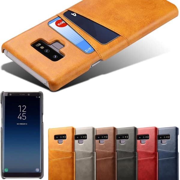 Samsung Note9 etui cover beskyttelse læder kort visa mastercard - Blå Note9