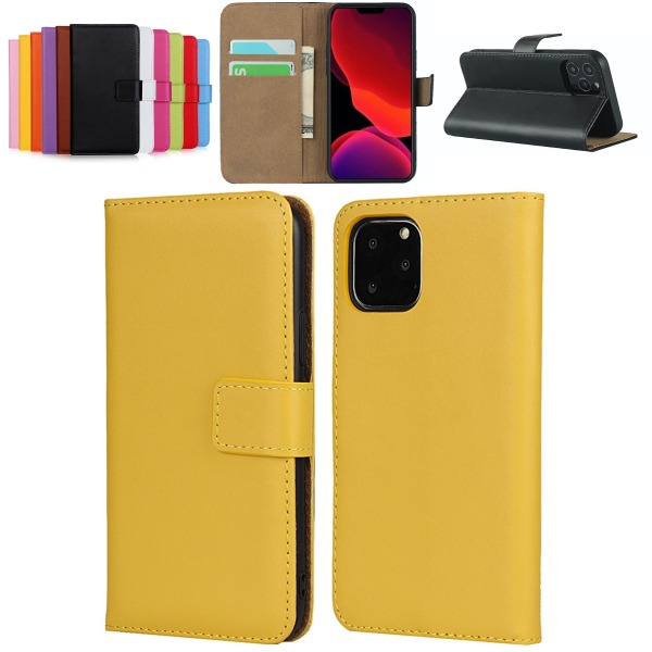 iPhone 11 plånboksfodral plånbok fodral skal skydd kort gul - Gul iPhone 11