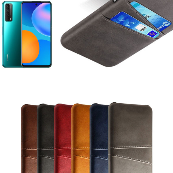 Huawei P smart 2021 -kotelo suojakotelo nahka korttipaikka - Musta P smart 2021