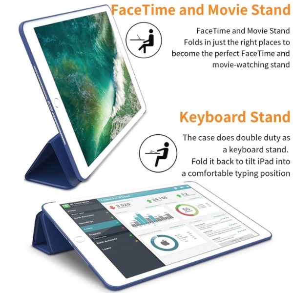 Alle iPad modeller etui Air/Pro/Mini silikone smart cover case- Sort Ipad Mini 7 (A17 Pro)