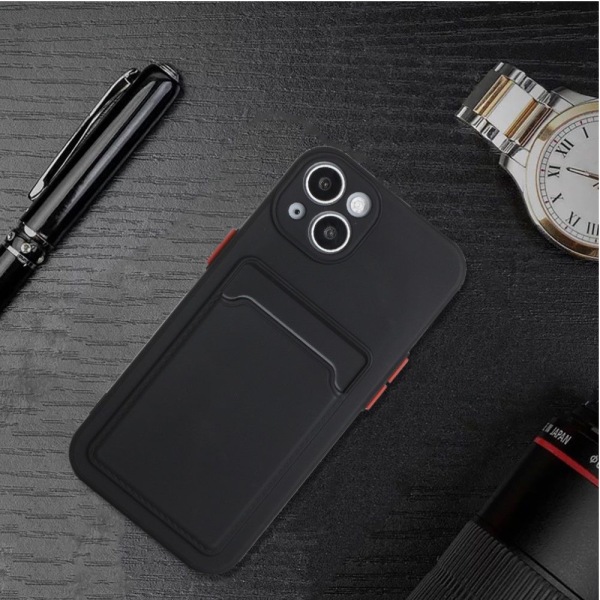 Sort kortholder etui til Iphone 14/13/12/11/xs/xr/SE/8/7/6 - Black Iphone XR