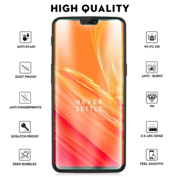 OnePlus 6 skärmskydd 9H passar skal fodral hörlurar - Transparent OnePlus 6