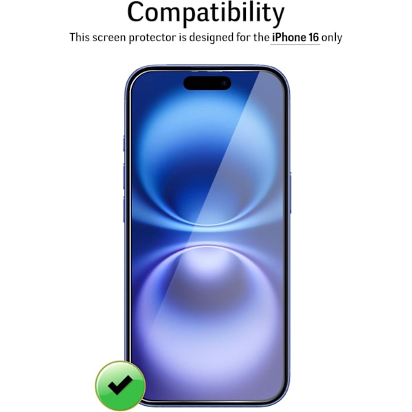 3-pakkia iPhone 16:lle Tempered Glass -näytönsuojia Premium läpinäkyvä