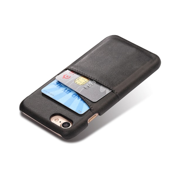 Iphone 7/8 beskyttende etui cover læder til kort visa mastercard - Sort iPhone 7/8