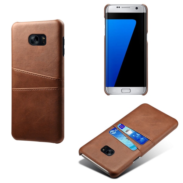 Samsung S7 edge skydd skal fodral skinn åt kort visa mastercard: Grå Samsung Galaxy S7 Edge