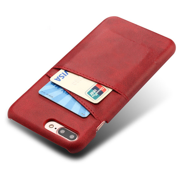 Iphone 7 Plus 8 Plus + beskyttelsescover etui kort visa mastercard - Rød iPhone 7+/8+