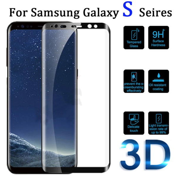 Skærmbeskytter Samsung S21 / S21 + / S9 / S9 + / S8 / S8 + / S7Edge cover Galaxy - Transparent med svart ram S21 PLUS