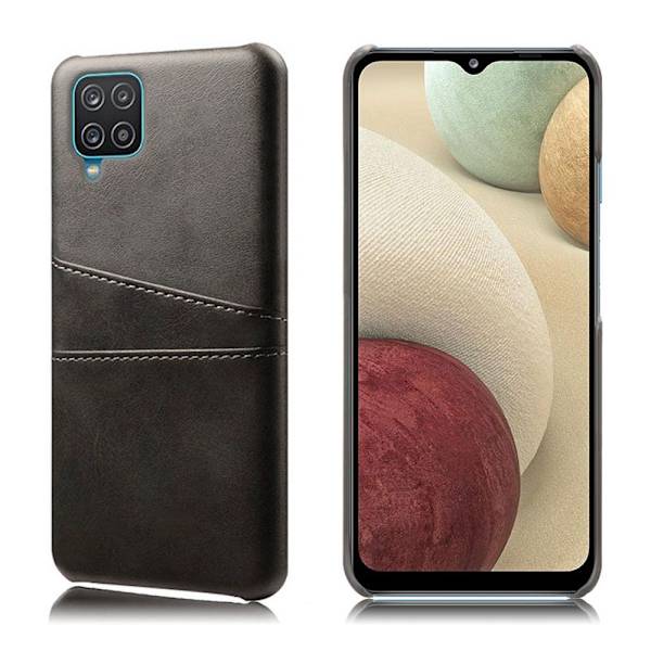 Kortholder Samsung A12 cover mobilcover hul til oplader hovedtelefoner - Sort Samsung Galaxy A12