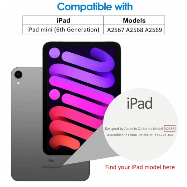 Ipad Mini 6 kotelo näytönsuoja kuori cerise - Tummanpunainen cerise Ipad mini 2021 gen6