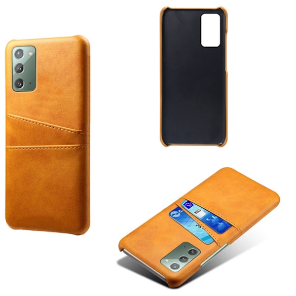 Samsung Note20 skal fodral skydd skinn kort visa mastercard - Ljusbrun / beige Note20