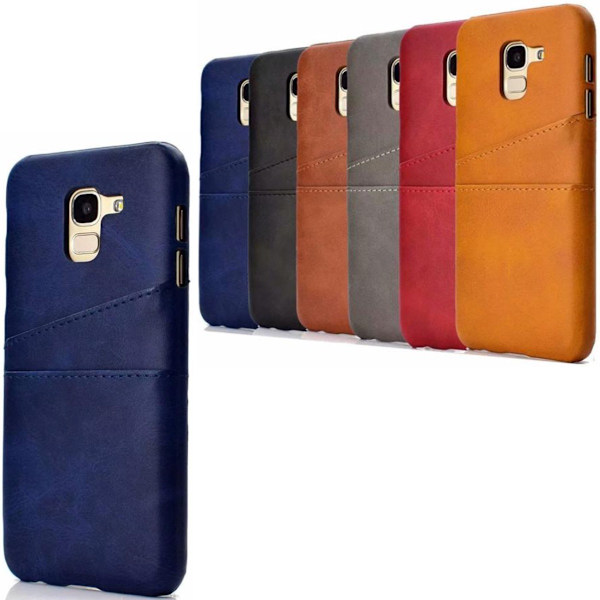 Samsung J6 cover etui beskyttelse læder kort visa mastercard - Sort J6
