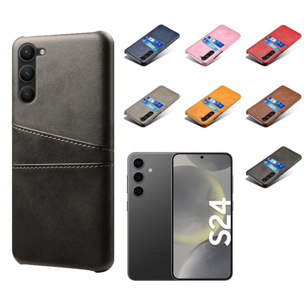 Kortholder Samsung S24 cover mobilcover huller oplader hovedtelefoner - Sort Samsung Galaxy S24