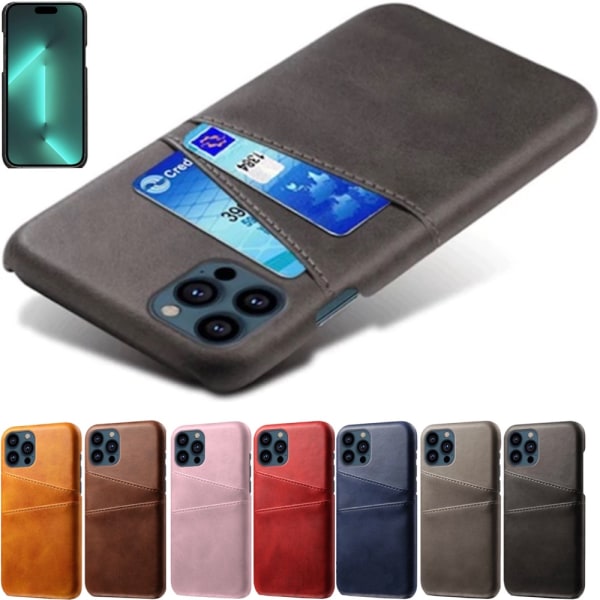 Kortholder Iphone 14 Pro Max cover mobilcover udskæring til oplader - Light brown / Beige iPhone 14 Pro Max