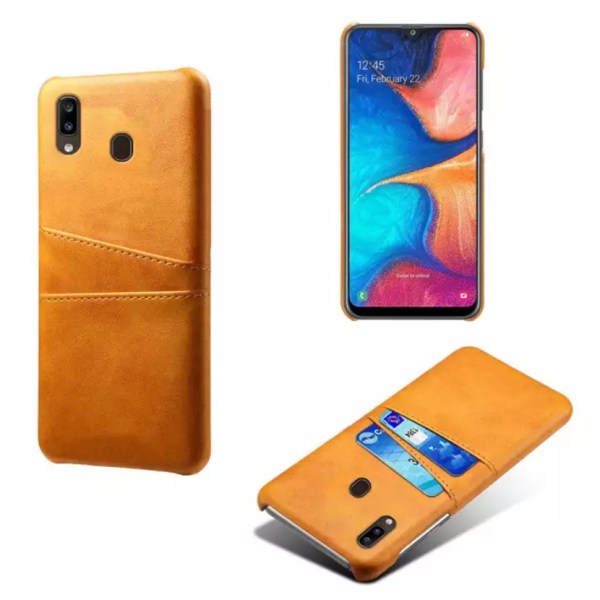 Samsung Galaxy A20e cover etui beskyttelse læder kort vis amex - Blå A20e