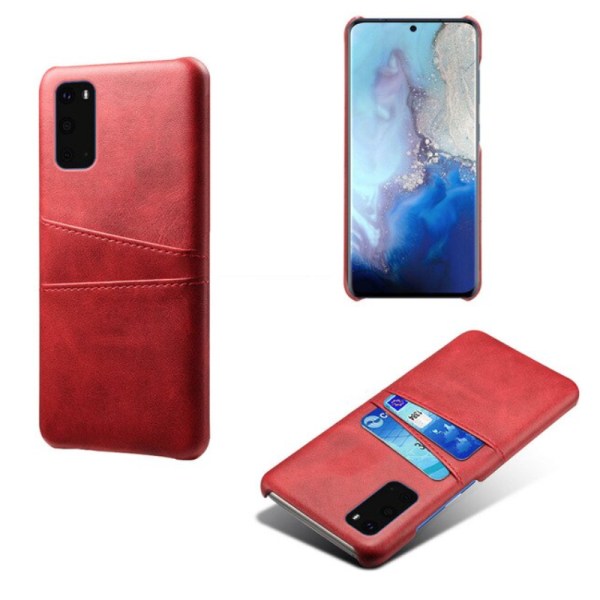 Samsung S20 Ultra beskyttelsescover etui læderkort visa mastercard - Rød S20 Ultra
