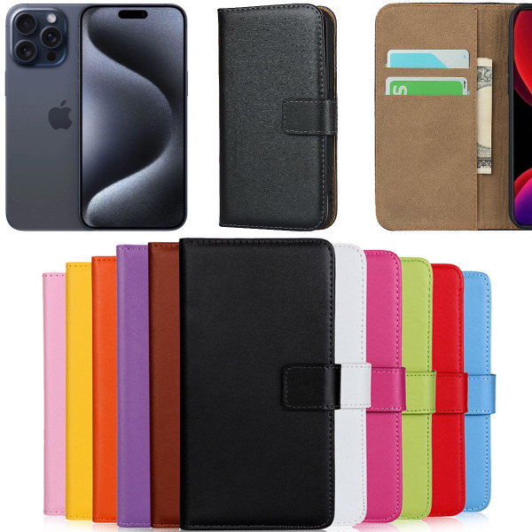 iPhone 15 Pro Max plånboksfodral plånbok fodral skal svart - Svart iPhone 15 Pro Max