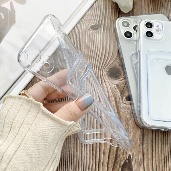 Iphone 14/13/12/11/XS/XR/SE/8/7/6 shell kortholder etui - Transparent Iphone 13 Pro