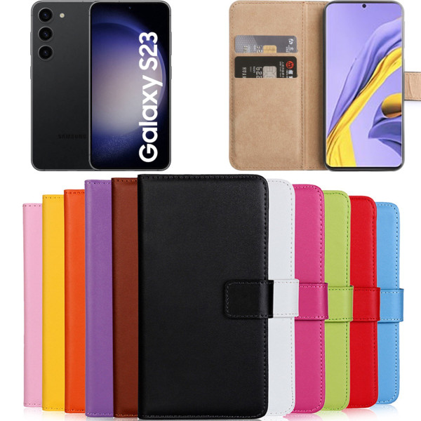Samsung Galaxy S23 plånboksfodral mobilskal - VÄLJ: BRUN  