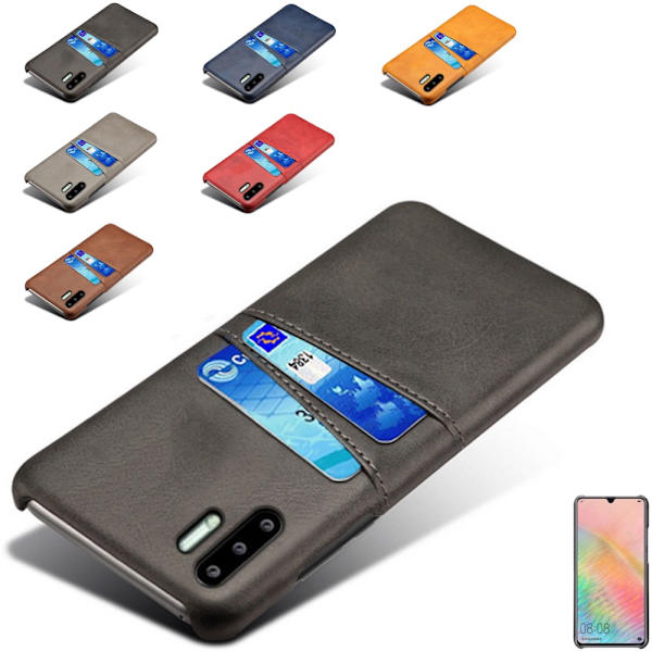 Kortholder Huawei P30 Pro skal mobilcover hul til oplader - VÆLG: DARK BROWN