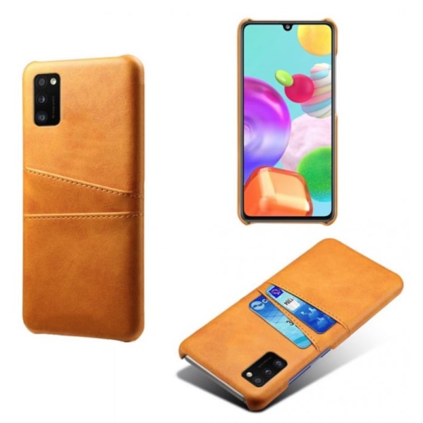 Samsung Galaxy A41 cover etui beskyttelse læder kort vis amex - Lysebrun / beige A41