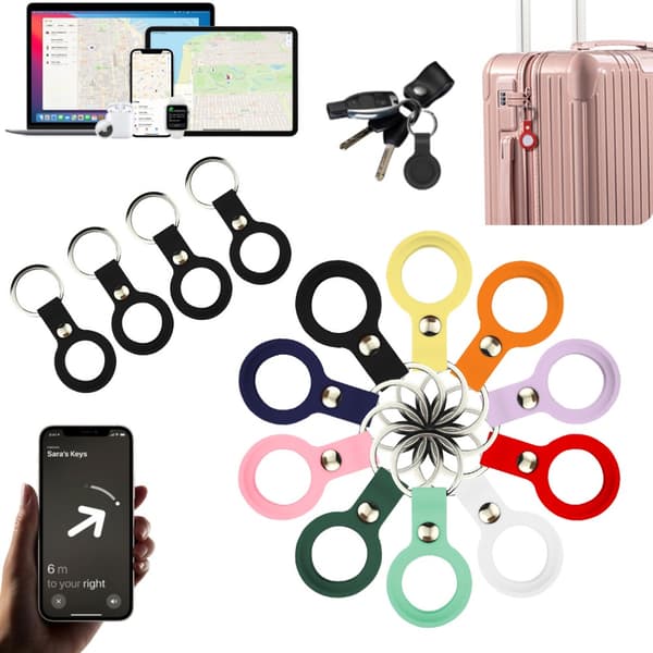 4-pak AirTag nøglering design etui se i Iphone / Ipad - BLÅ 4-pack