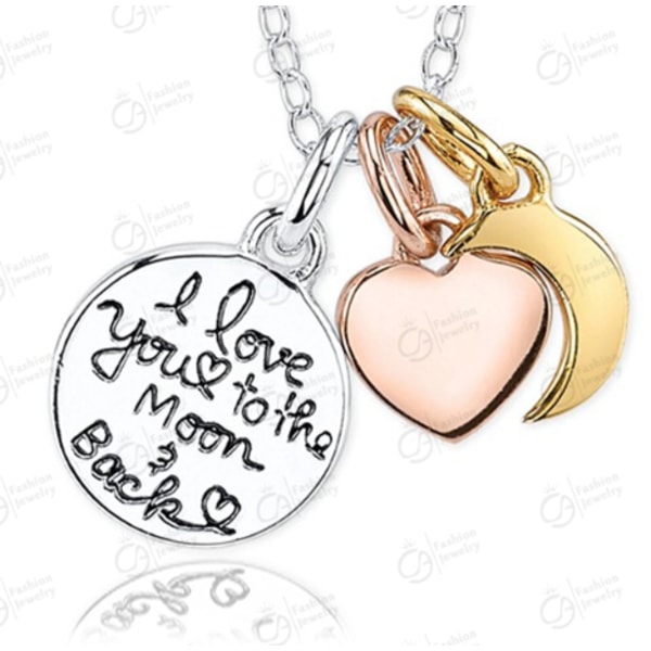 Halsband med berlock texten " i love you to them and back" Silver , guld , koppar