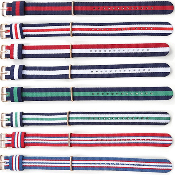 Natoband herr klocka 20 mm guld spänne flerfärgad M