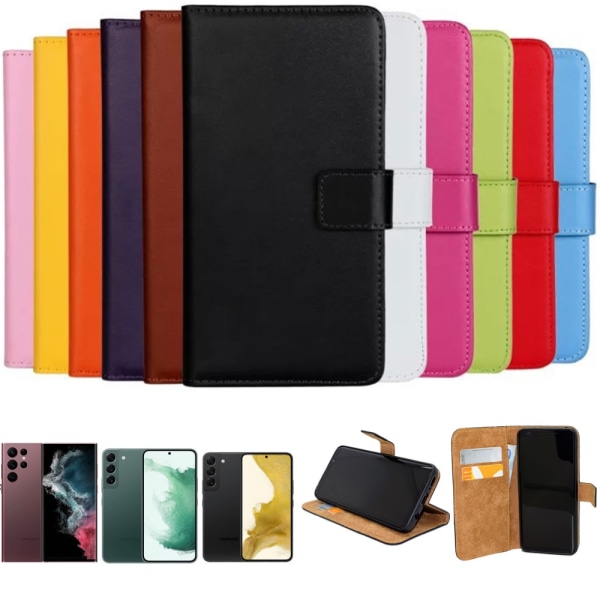 Samsung Galaxy S22/S22Plus/S22Ultra plånbok skal fodral skydd - Brun S22+