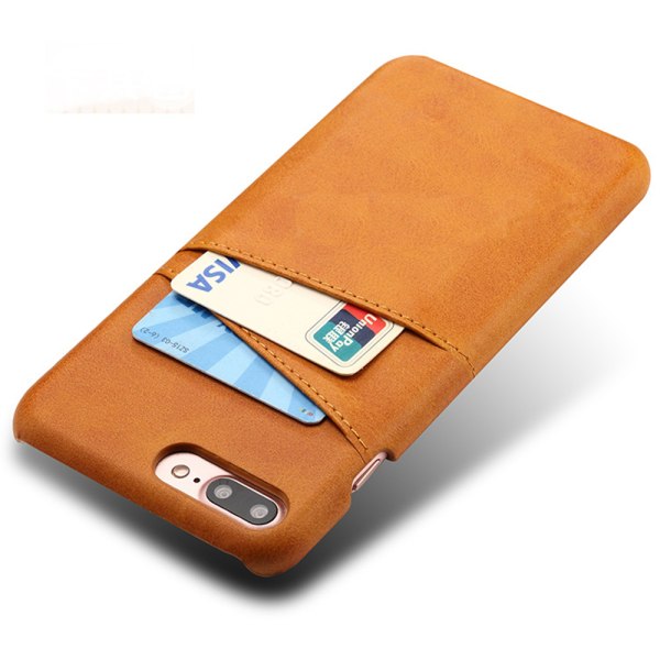 Iphone 7 Plus 8 Plus + beskyttelsescover etui kort visa mastercard - Lysebrun / beige iPhone 7+/8+