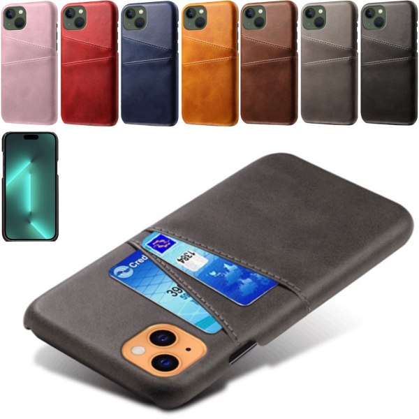 Korthållare Iphone 15 skal mobilskal urtag åt laddare hörlurar - Mörk brun iPhone 15