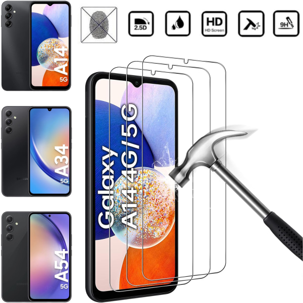 Samsung Galaxy A14/A34/A54 skærmbeskytter beskyttelse Premium - SAMSUNG A54 3 PCS