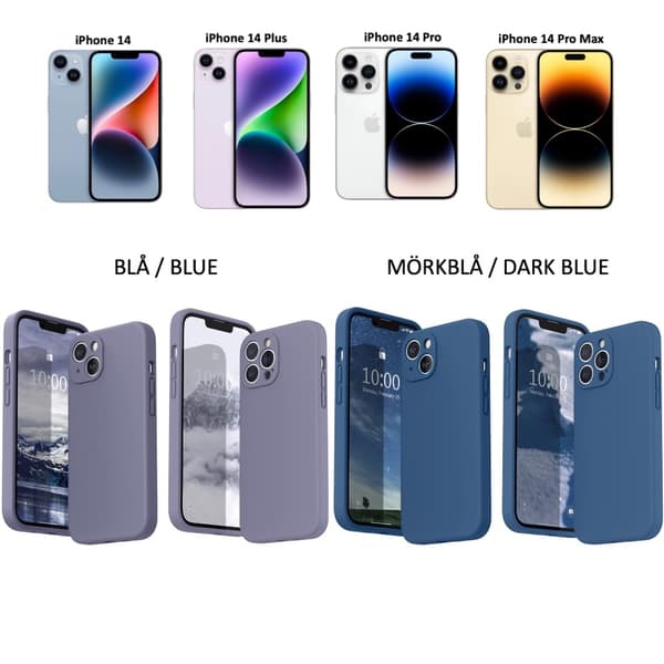 iPhone 14 Pro/ProMax/Plus skal mobilskal fodral TPU - Vælg din: Blå Iphone 14 Pro Max