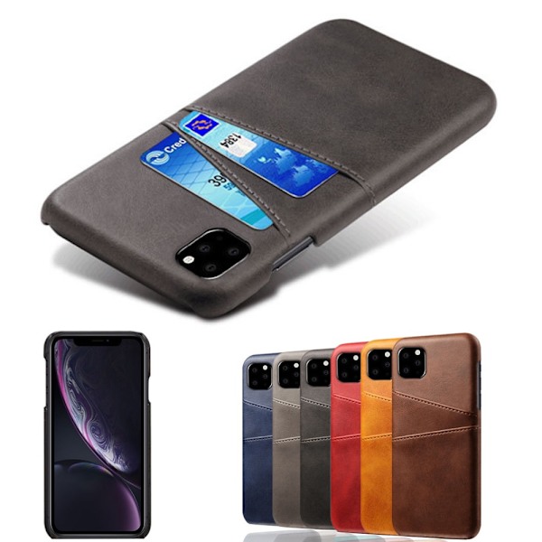 Kortholder til iPhone 11 - Mobilcover med plads til kort og oplader Blå iPhone 11