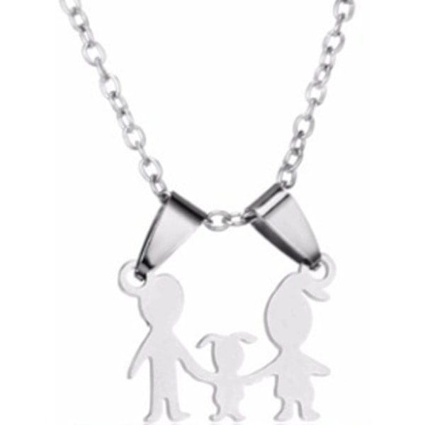 Halsband med berlock figurer familj med dotter smycke silver