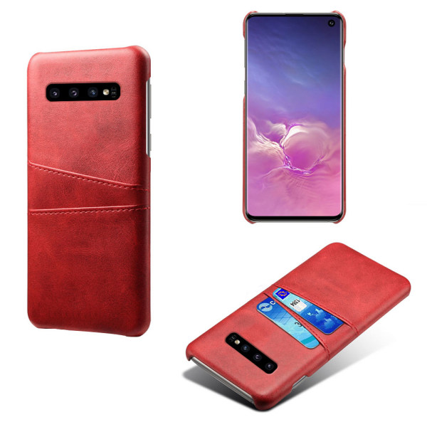 Samsung S10 beskyttende etui cover læder kort vis amex mastercard - Blå Samsung Galaxy S10