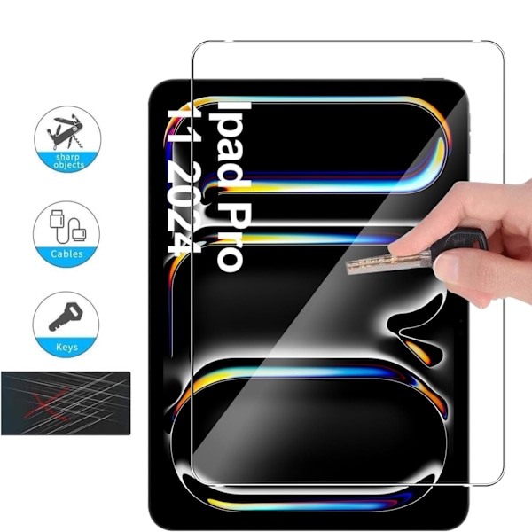 iPad Pro 11 tum M4 2024 skärmskydd härdat glas 9H transparent  