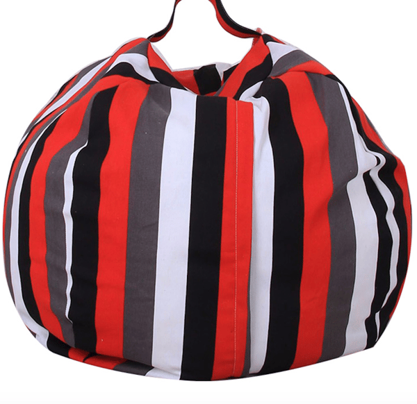 Påse boll kudde , randig Svart , vit , grå , röd