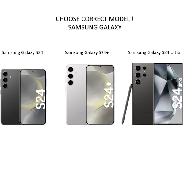 Kortholder Samsung S24 cover mobilcover huller oplader hovedtelefoner - Sort Samsung Galaxy S24