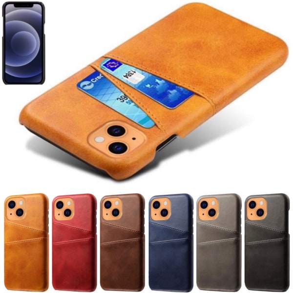 Card Holder Iphone 13 mini kansi matkapuhelimen kansi reikä laturi kuulokkeet - Vaaleanruskea / beige iPhone 13 mini
