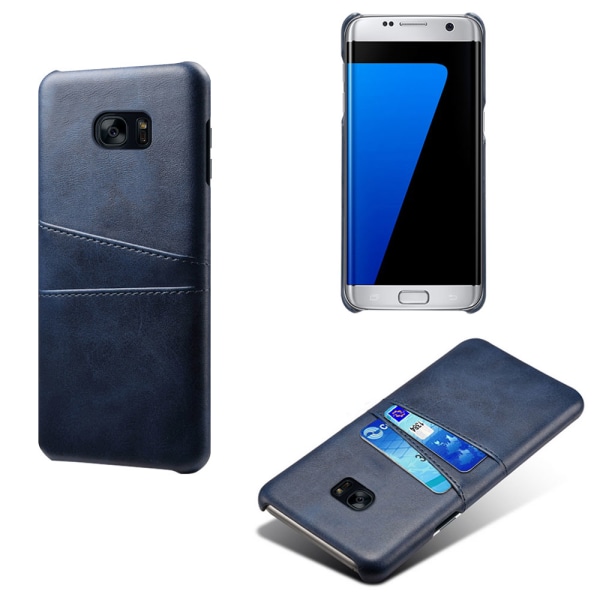 Samsung S7 kantbeskyttelsescover etui læder til kort visa mastercard: Grå Samsung Galaxy S7 Edge
