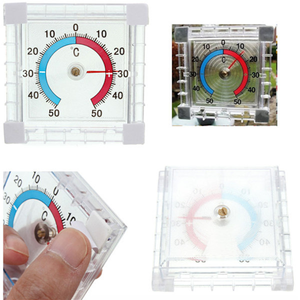 Utetermometer fäst på fönsterrutan termometer transparent