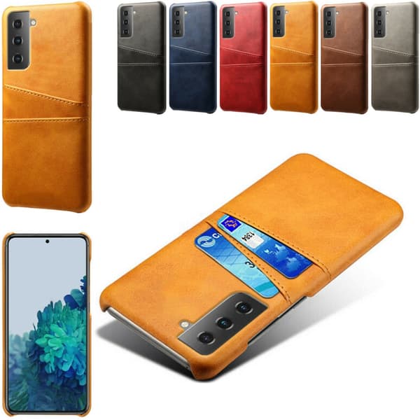 Samsung S21 Plus skal etui beskyttelse læder kort visning mastercard - Blå S21+