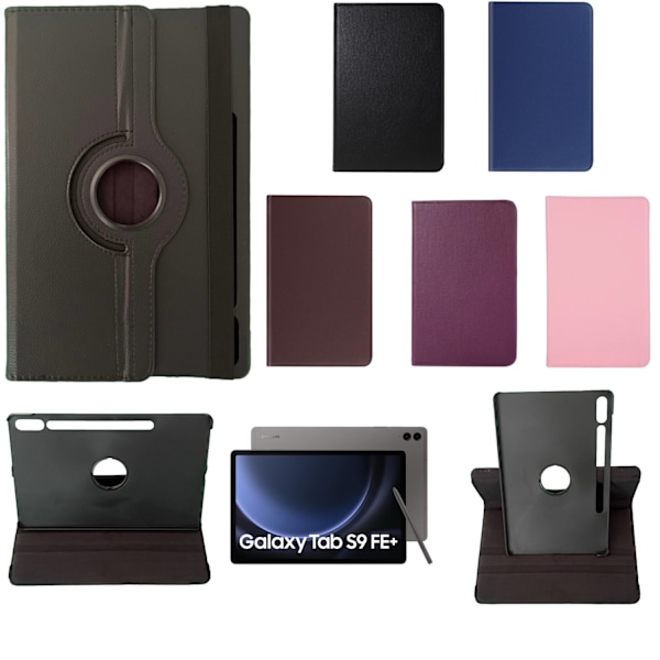 360 etui Samsung Galaxy Tab S9 FE+ skærmbeskytter cover sort - Sort Sort