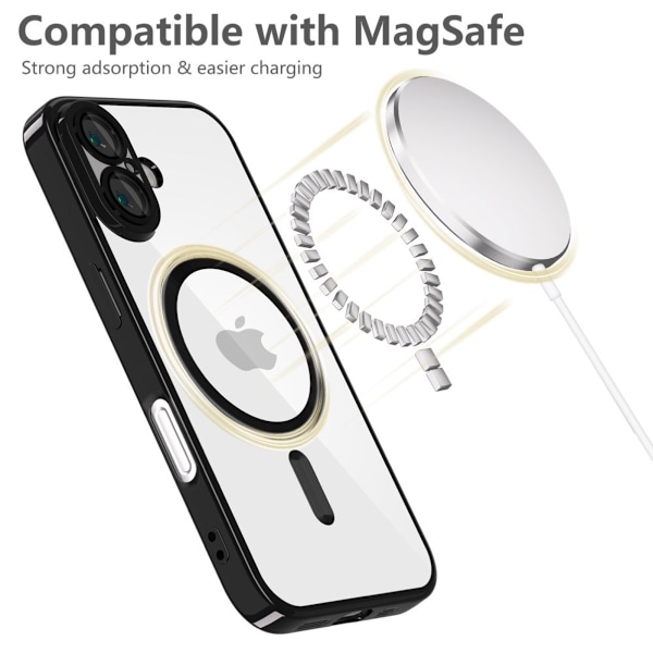 Iphone 16/15/14/13 skal mobilskal MagSafe - Transparent/Svart Iphone 16 Pro Max
